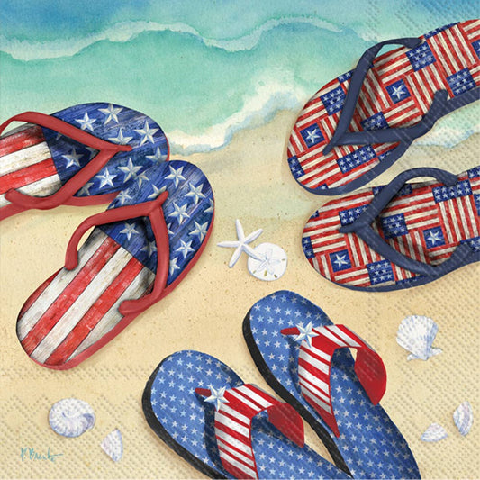 Paper Cocktail Napkins Pack of 20 Americana Beach Flip Flop