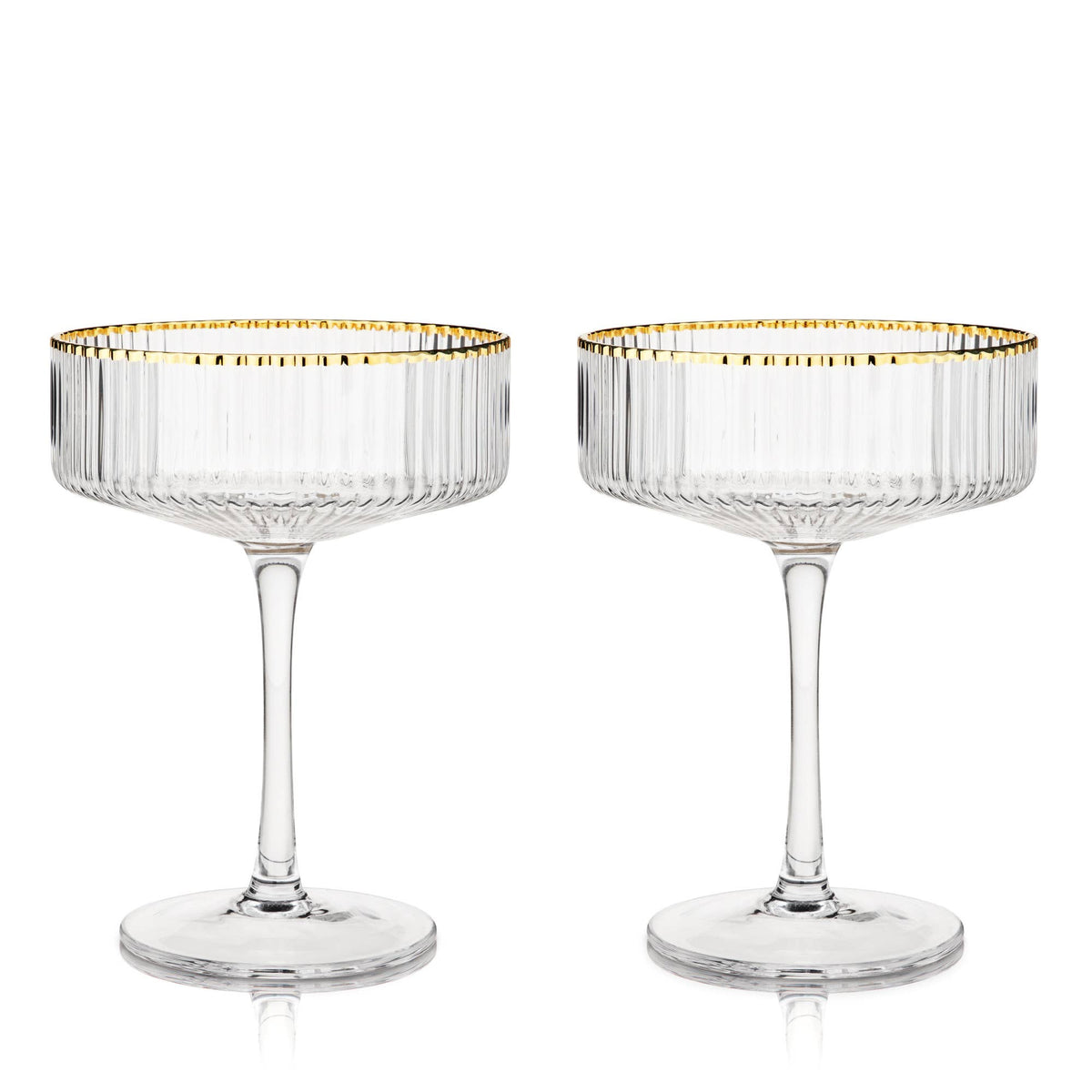 Deco Meridian Gold Rimmed Crystal Coupe Glass
