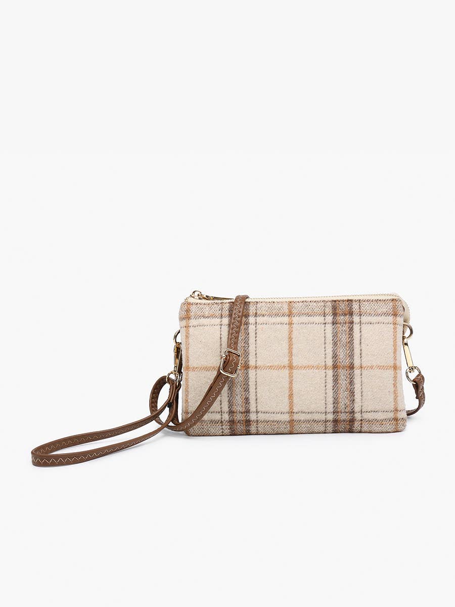 Riley Plaid 3 Compartment Crossbody/Wristlet | M013-PLD