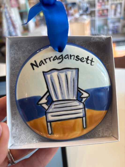 Narragansett Adirondack Chair Hand-Painted Ornament