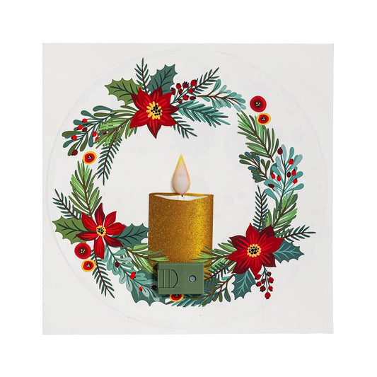 Holiday Poinsettia with Flickering Light Window Decal