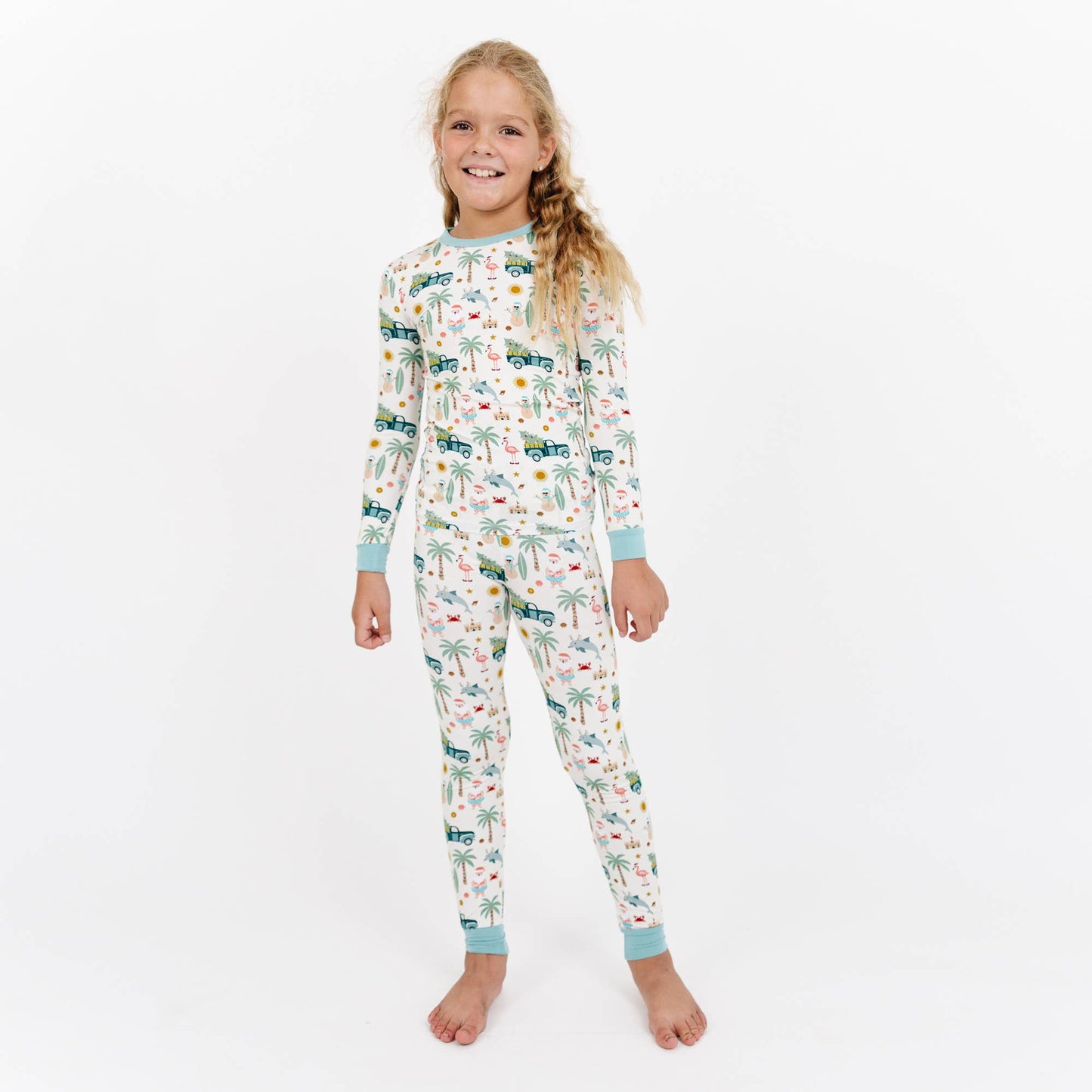 Coastal Christmas Holiday Bamboo Kids Pajamas Sleep Set