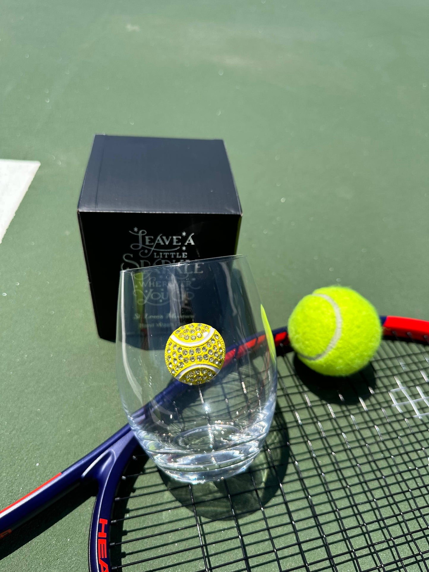 Tennis Ball Jeweled Stemless Wine Glass