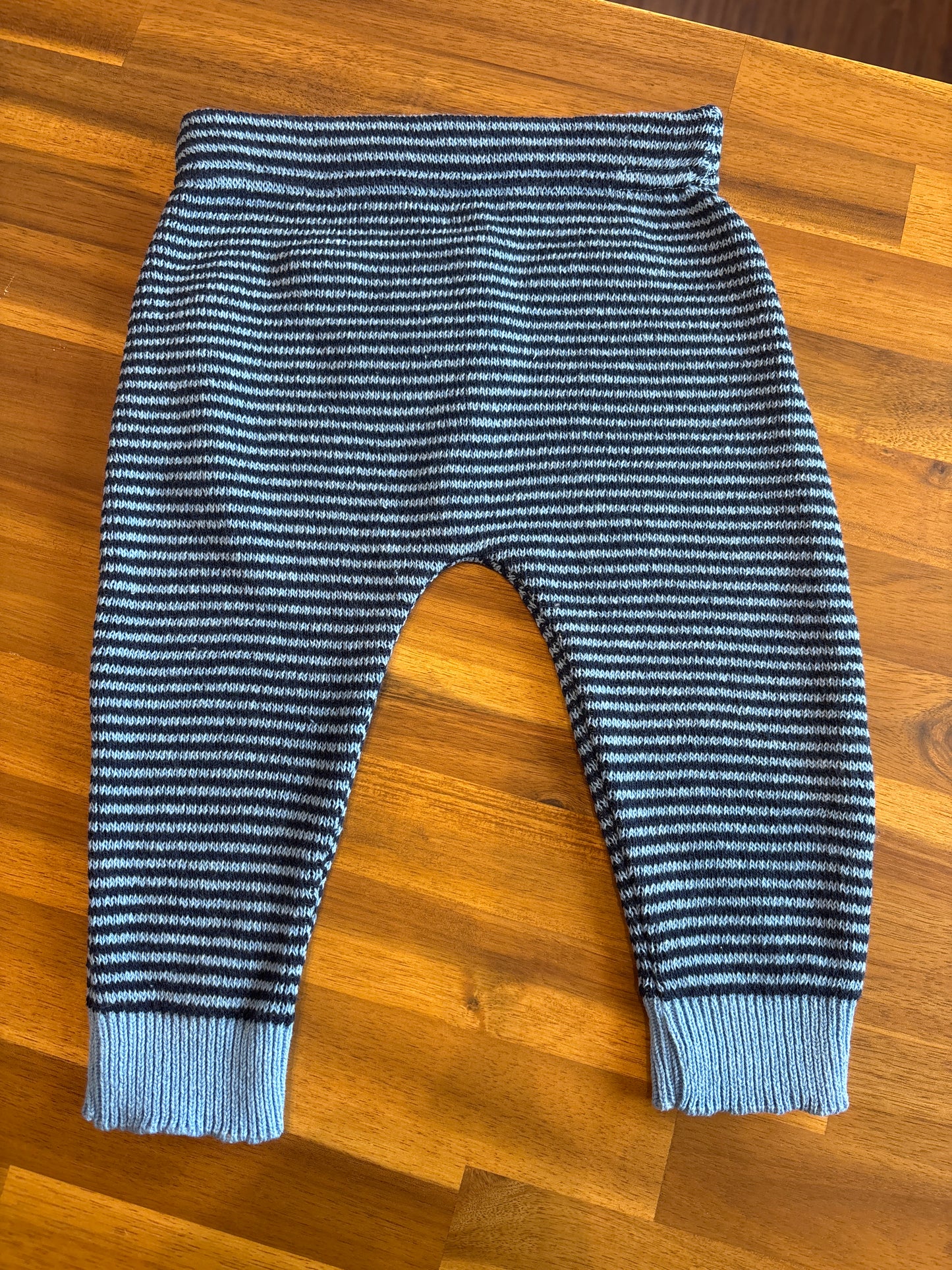 Sailboat Sweater & Striped Pants Set – Navy & Light Blue