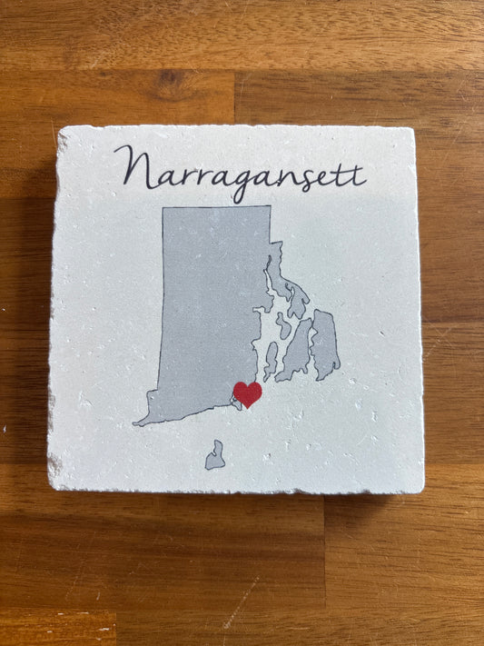 Narragansett Love Your Town- Limestone Coaster