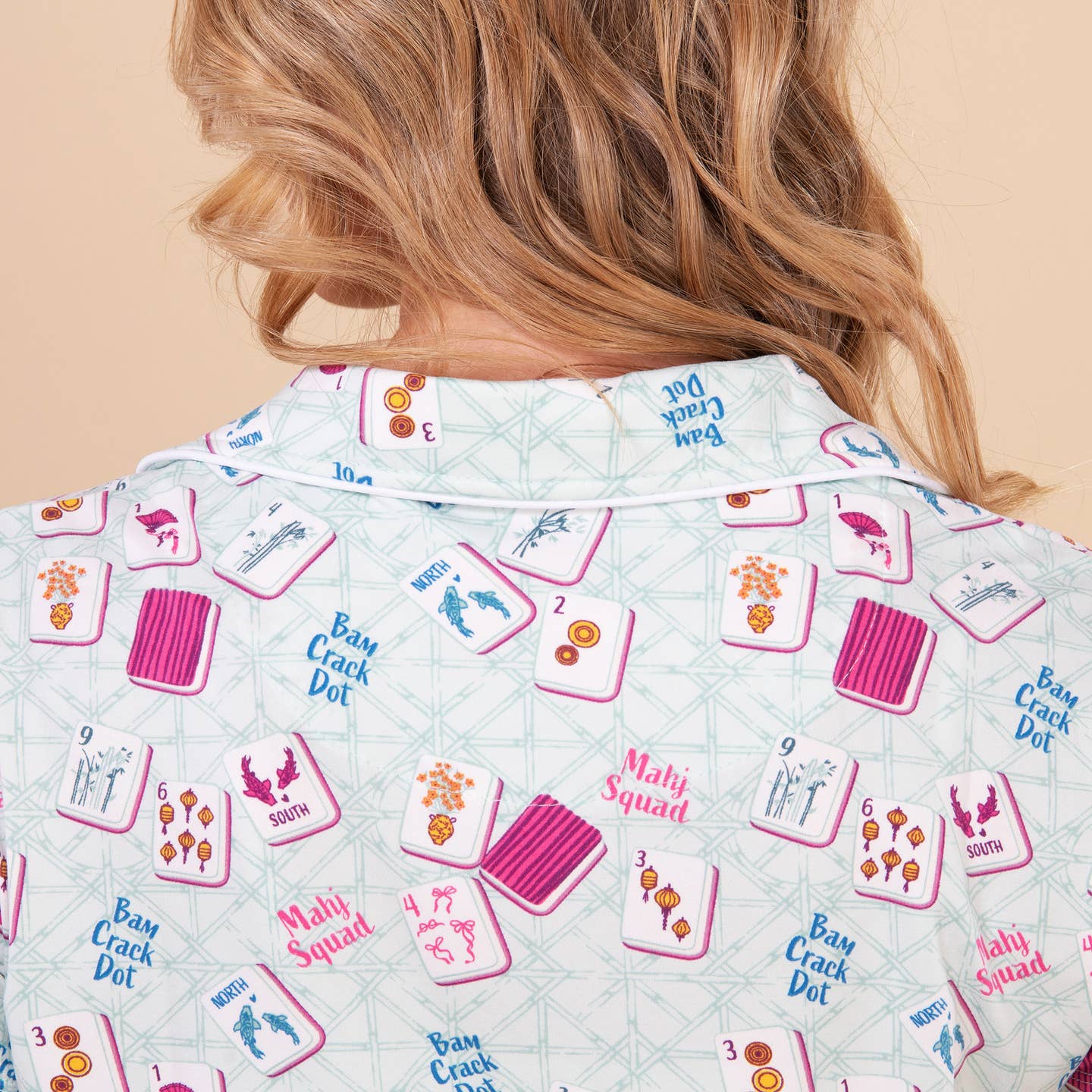 Mahj Squad Women's Pajama Top Notch Collar