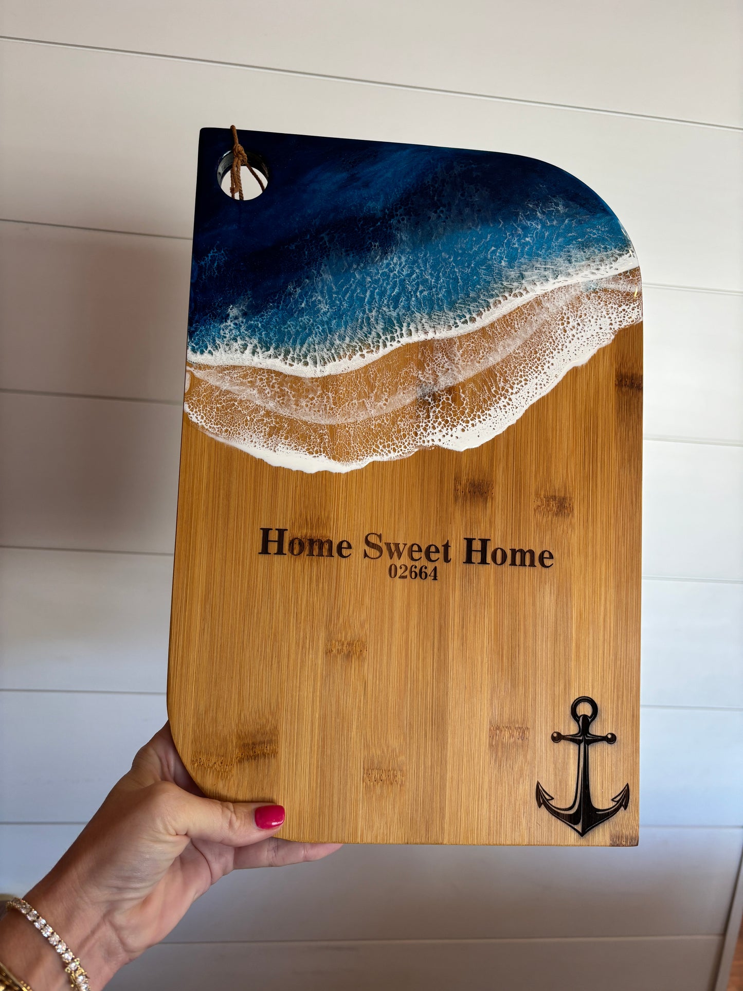 Personalized Cheese / Cutting / Charcuterie Board - Ocean Waves
