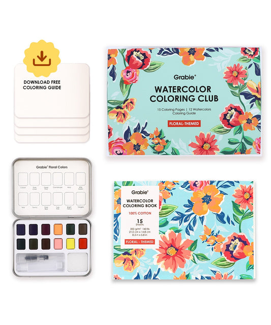 Watercolor Coloring Club Box - Floral