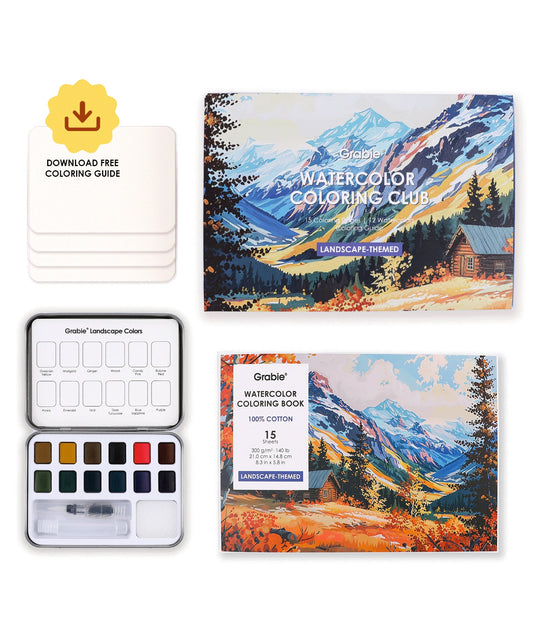 Watercolor Coloring Club Box - Landscape