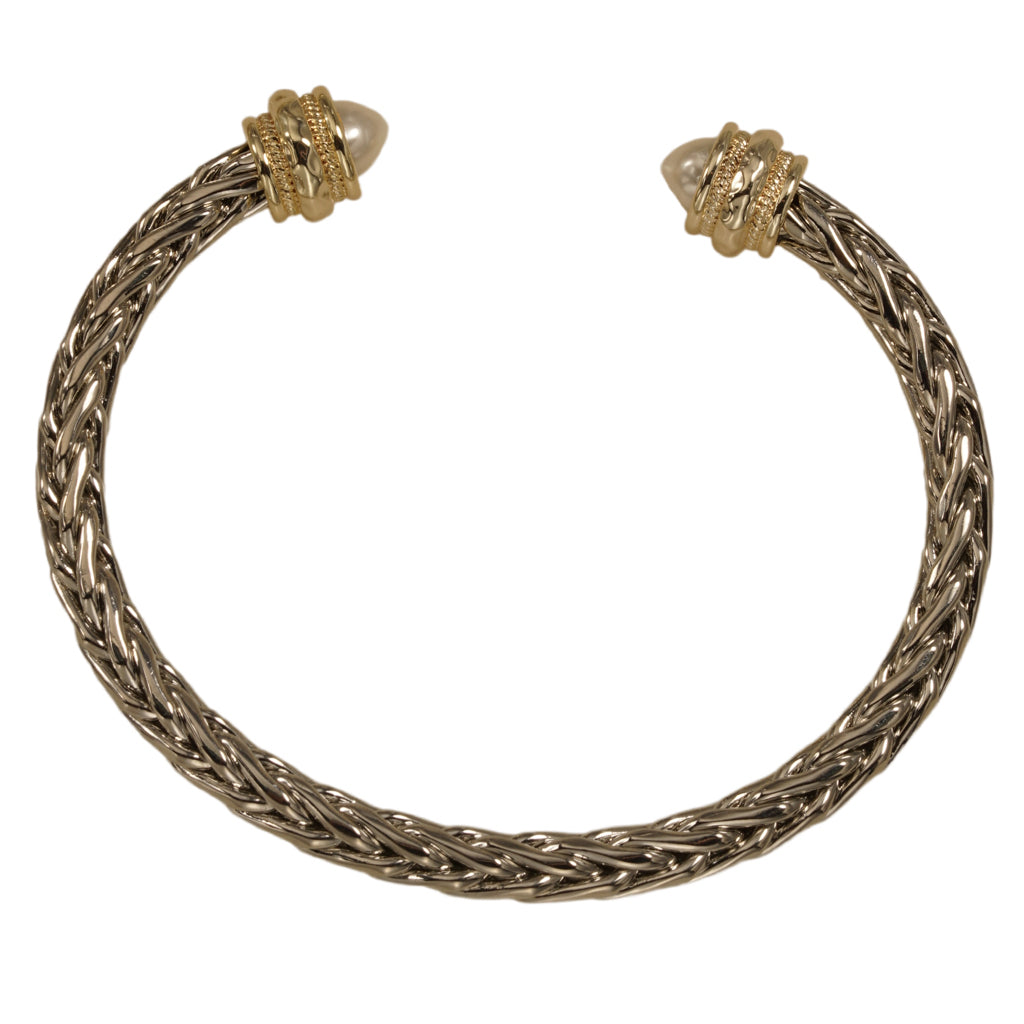 Braided Cuff with Pearl Tips