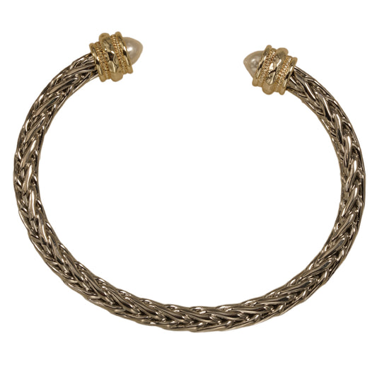 Braided Cuff with Pearl Tips