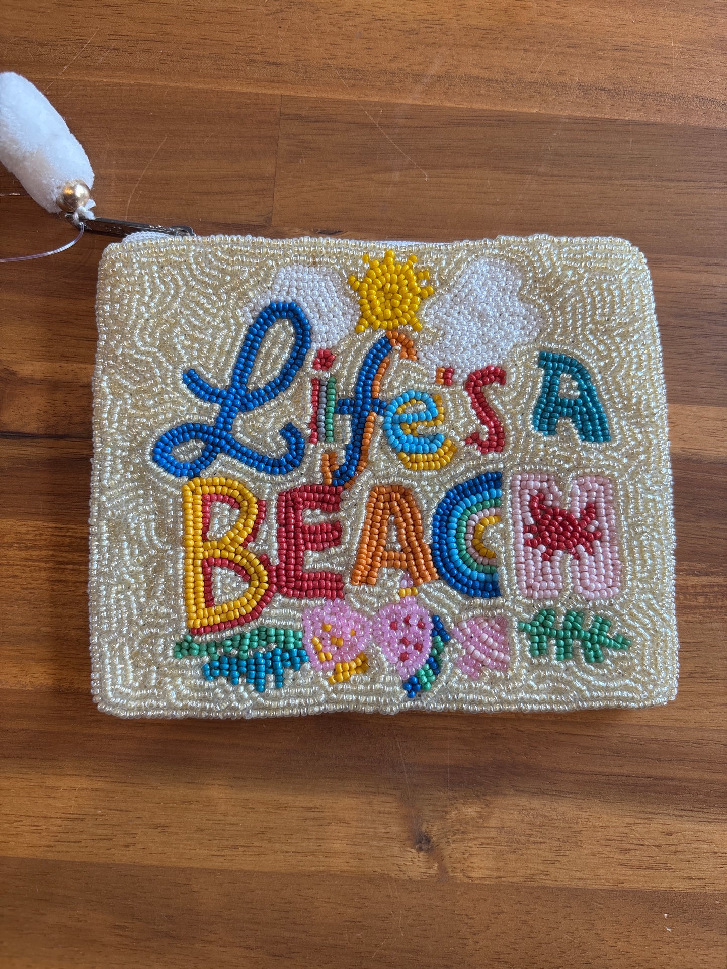 Life's a Beach Beaded Coin Pouch