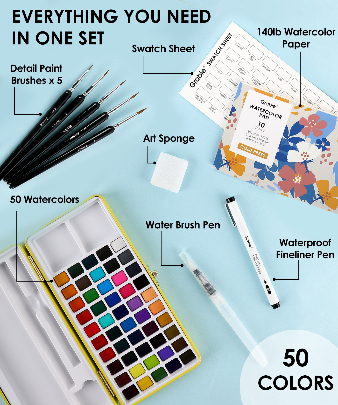 All-In-One Premium Watercolor Set of 50