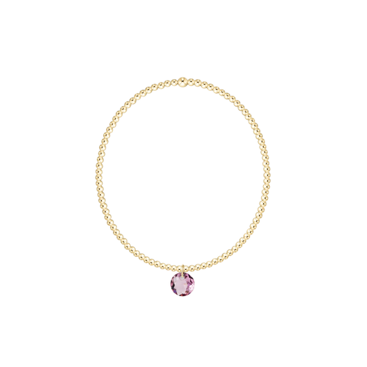 Classic Gold 2mm Bracelet - Reflection Small Charm - February