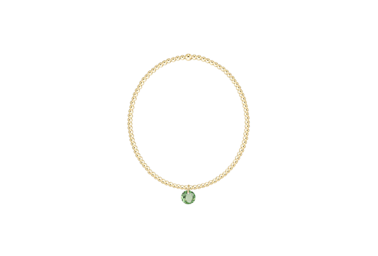 Classic Gold 2mm Bracelet - Reflection Small Charm - August
