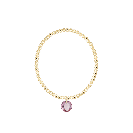 Classic Gold 3mm Bracelet - Reflection Charm - February