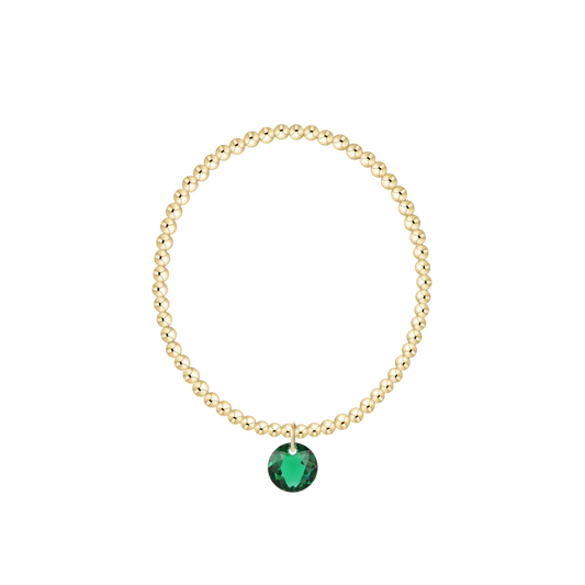 Classic Gold 3mm Bracelet - Reflection Charm - May
