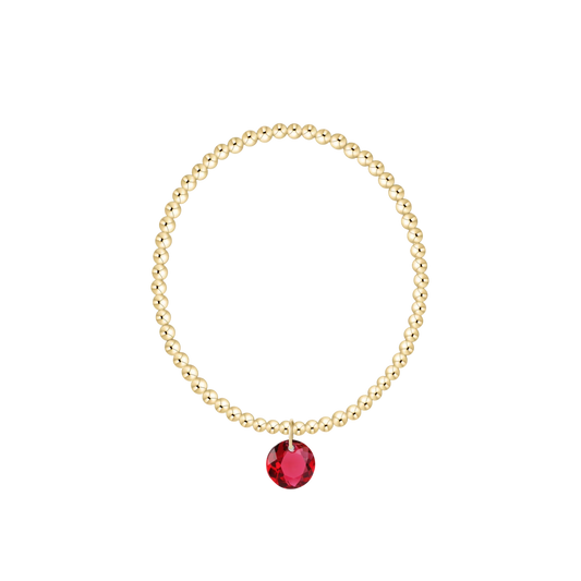 Classic Gold 3mm Bracelet - Reflection Charm - July