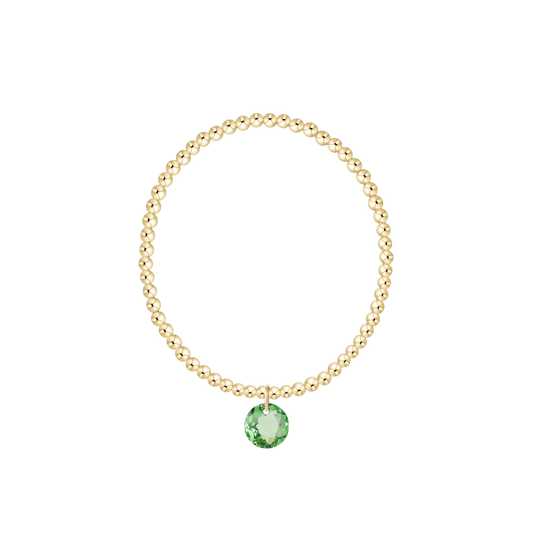 Classic Gold 3mm Bracelet - Reflection Charm - August