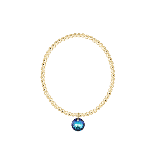 Classic Gold 3mm Bracelet - Reflection Charm - December