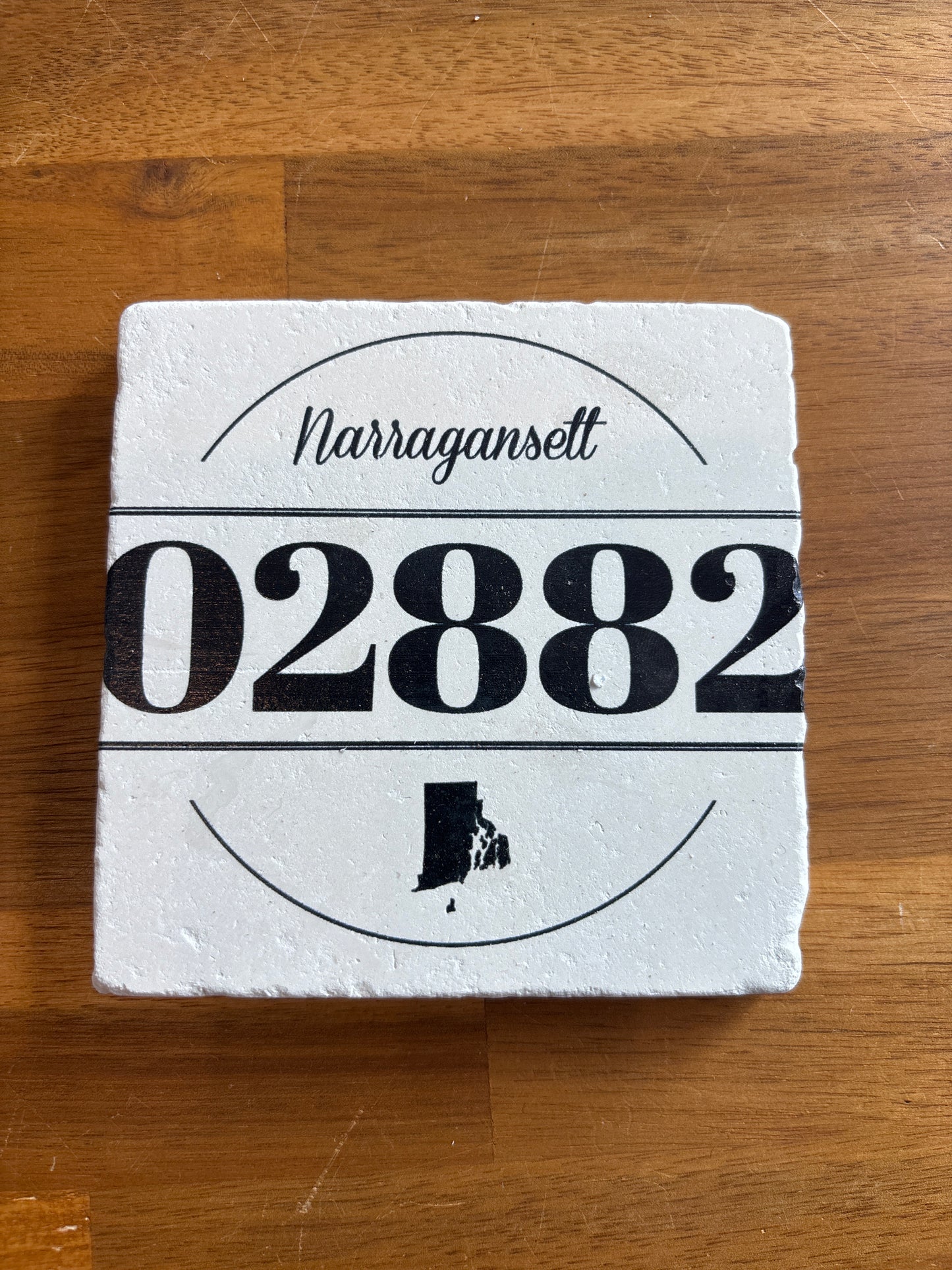 Narragansett Zip Code - Limestone Coaster
