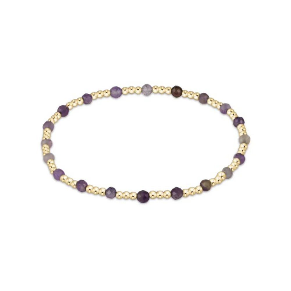 Gemstone Gold Sincerity Pattern 3mm Bead Bracelet - Amethyst