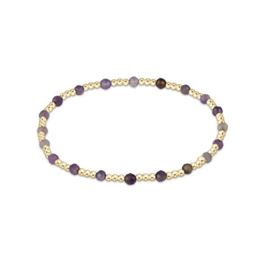 Gemstone Gold Sincerity Pattern 3mm Bead Bracelet - Amethyst