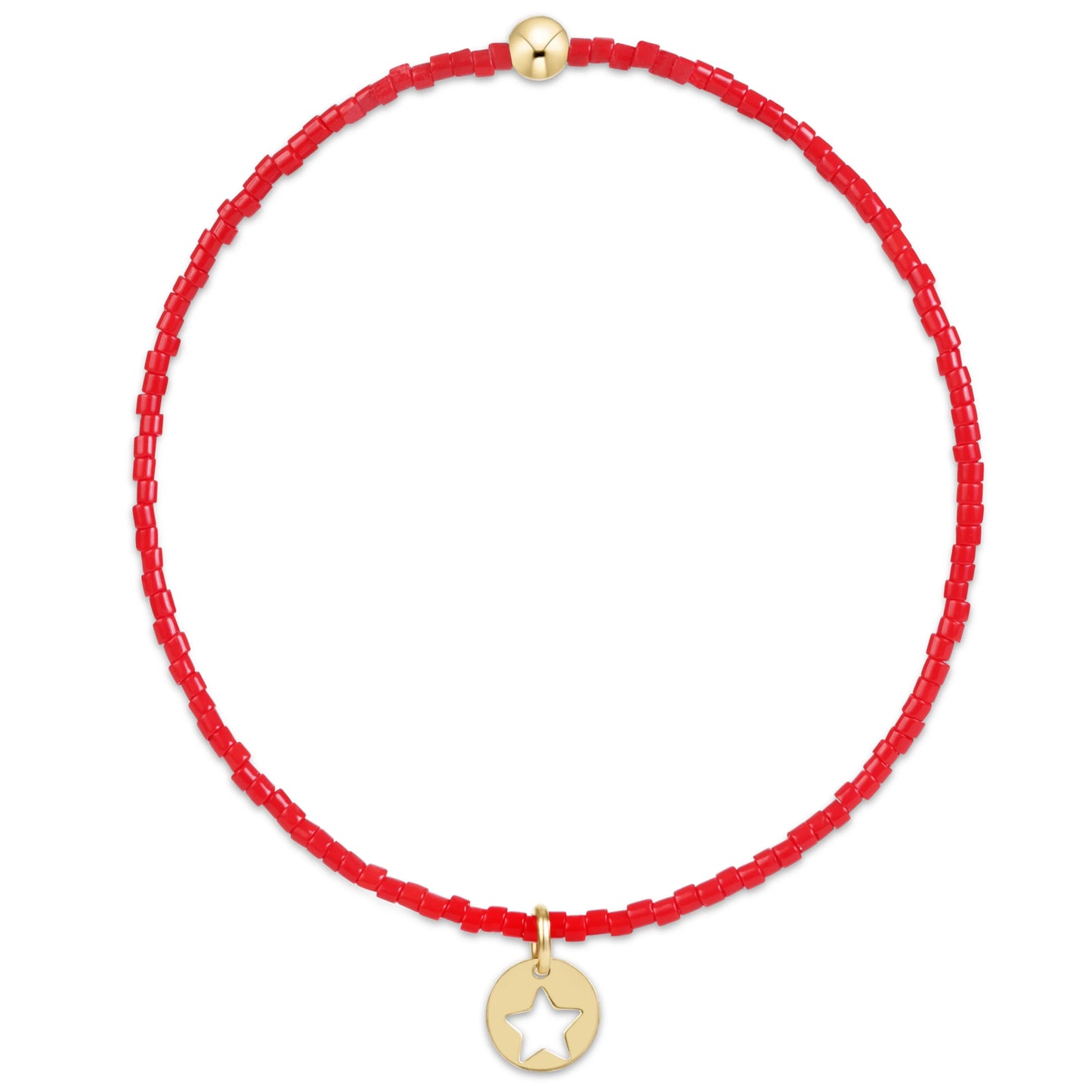 Hope Classic Bracelet - Bright Red- Star Small Gold Disc