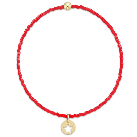 Hope Classic Bracelet - Bright Red- Star Small Gold Disc