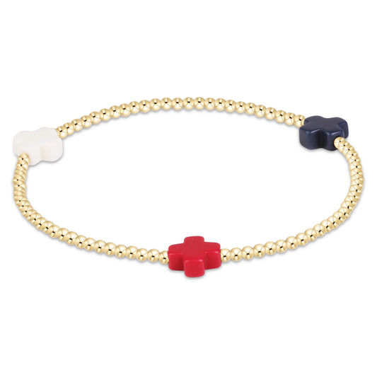 Signature Cross Small 2mm Gold  Bracelet - Firecracker