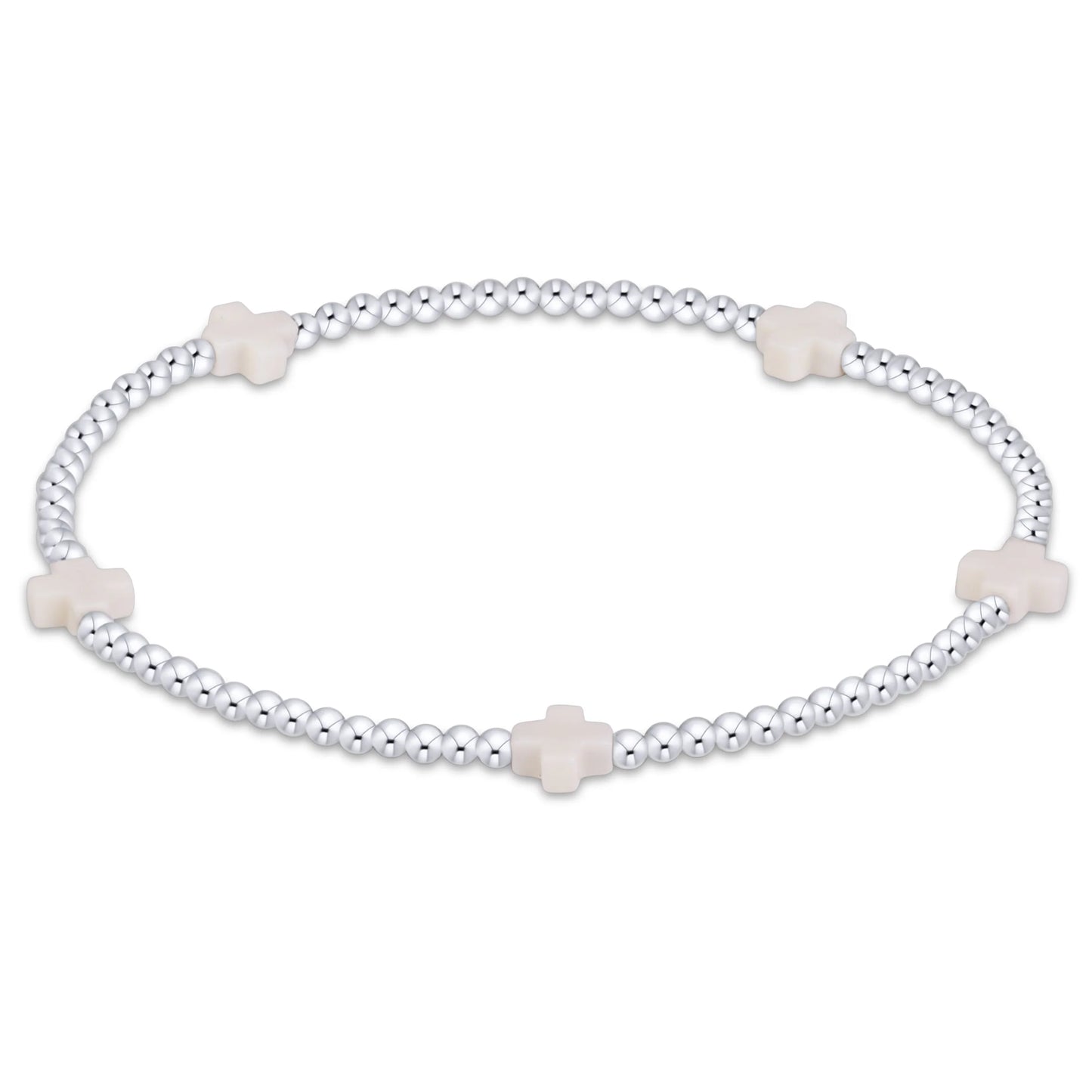 Signature Cross Small 2mm Sterling Bracelet - Off-White