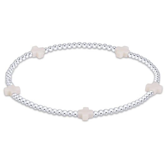 Signature Cross Small 2mm Sterling Bracelet - Off-White