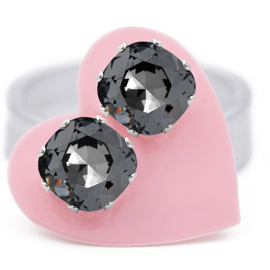 Black Sparkle Cushion Earrings