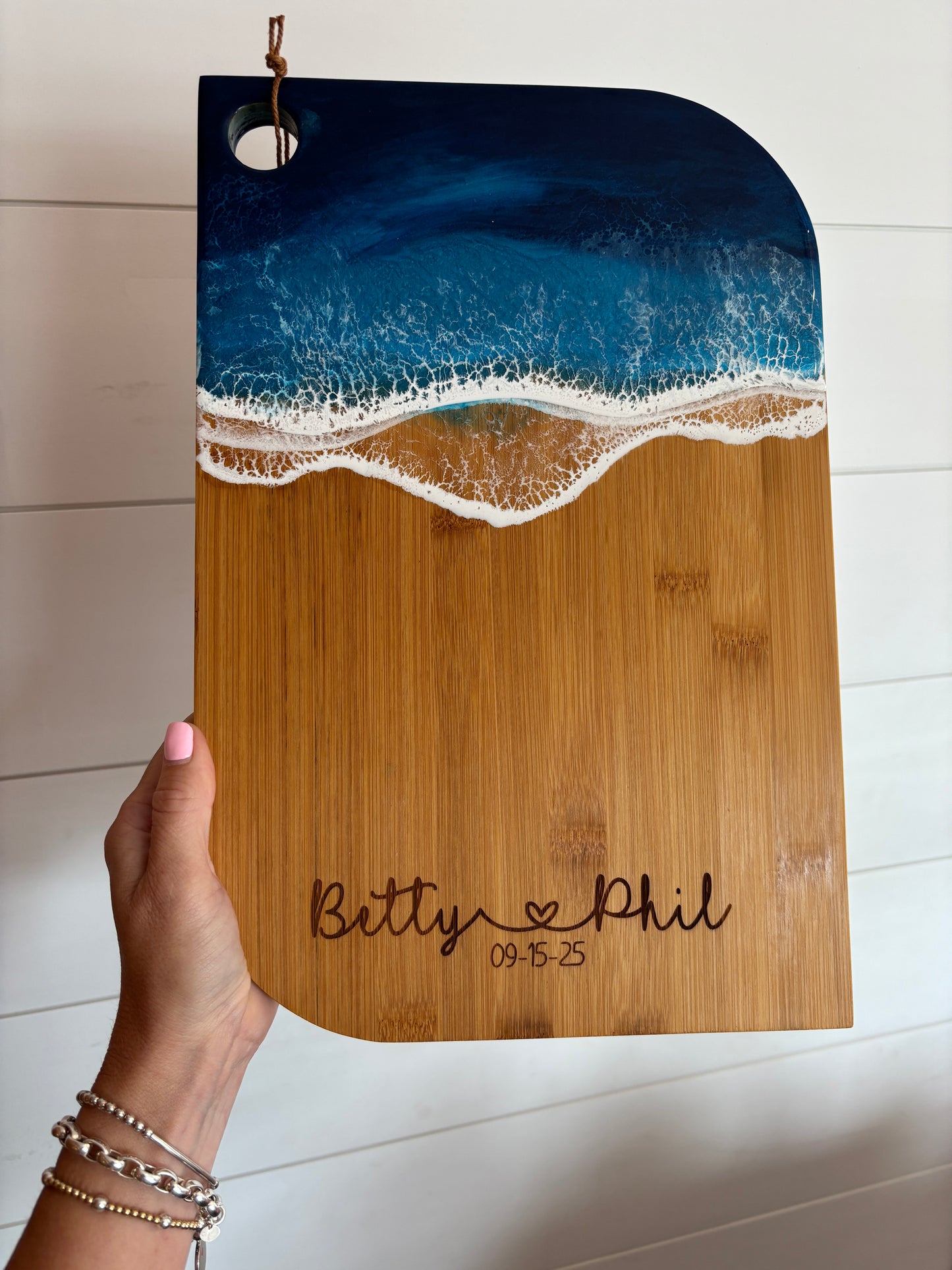 Personalized Cheese / Cutting / Charcuterie Board - Ocean Waves