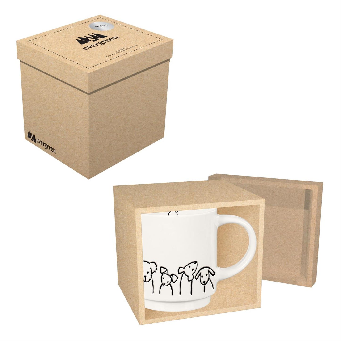 Dog Coffee Cup Ceramic Artisanal, 14oz, Gift Box