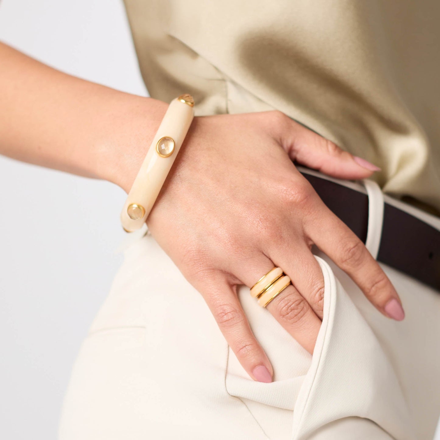 Carnaby Stone Bangle - Ivory
