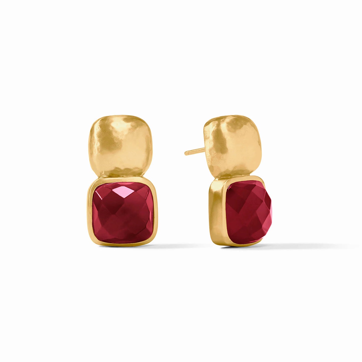 Catalina Earring Gold - Iridescent Ruby Red