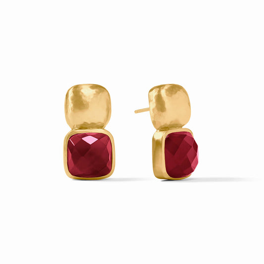 Catalina Earring Gold - Iridescent Ruby Red