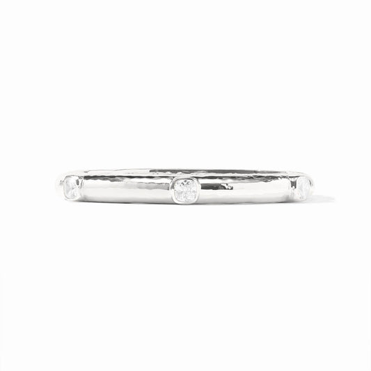 Catalina Hinge Bangle Silver - Cubic Zirconia
