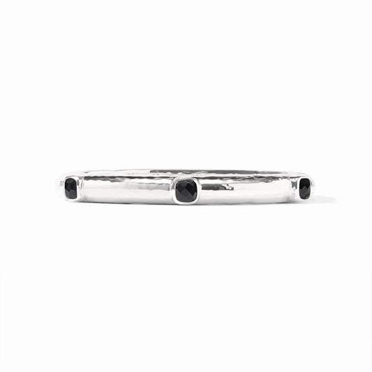Catalina Hinge Bangle Silver - Obsidian Black