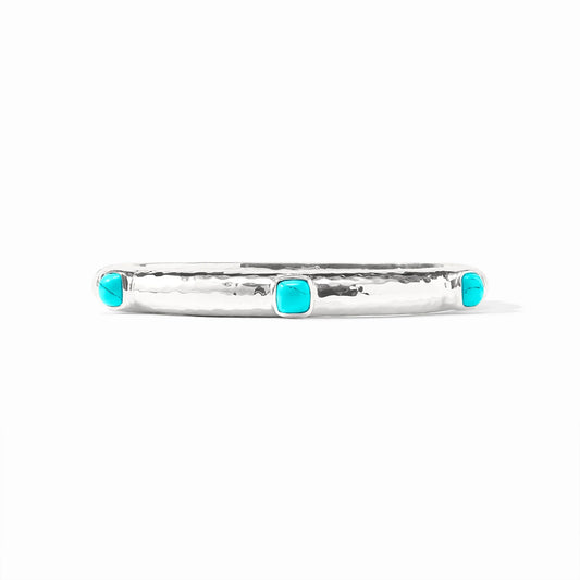 Catalina Hinge Bangle Silver - Turquoise Blue