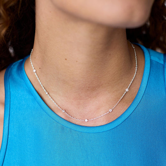 Celeste Delicate Station Necklace Silver