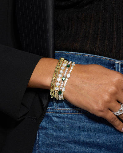 The Maven Tennis Bracelet - Emerald Gold