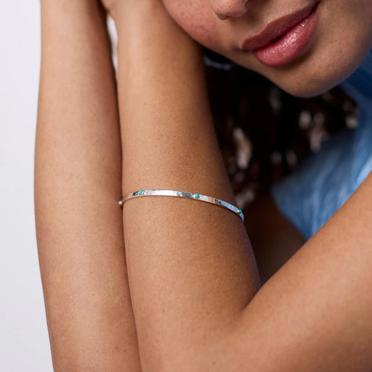 Crescent Stone Bangle Turquoise Blue