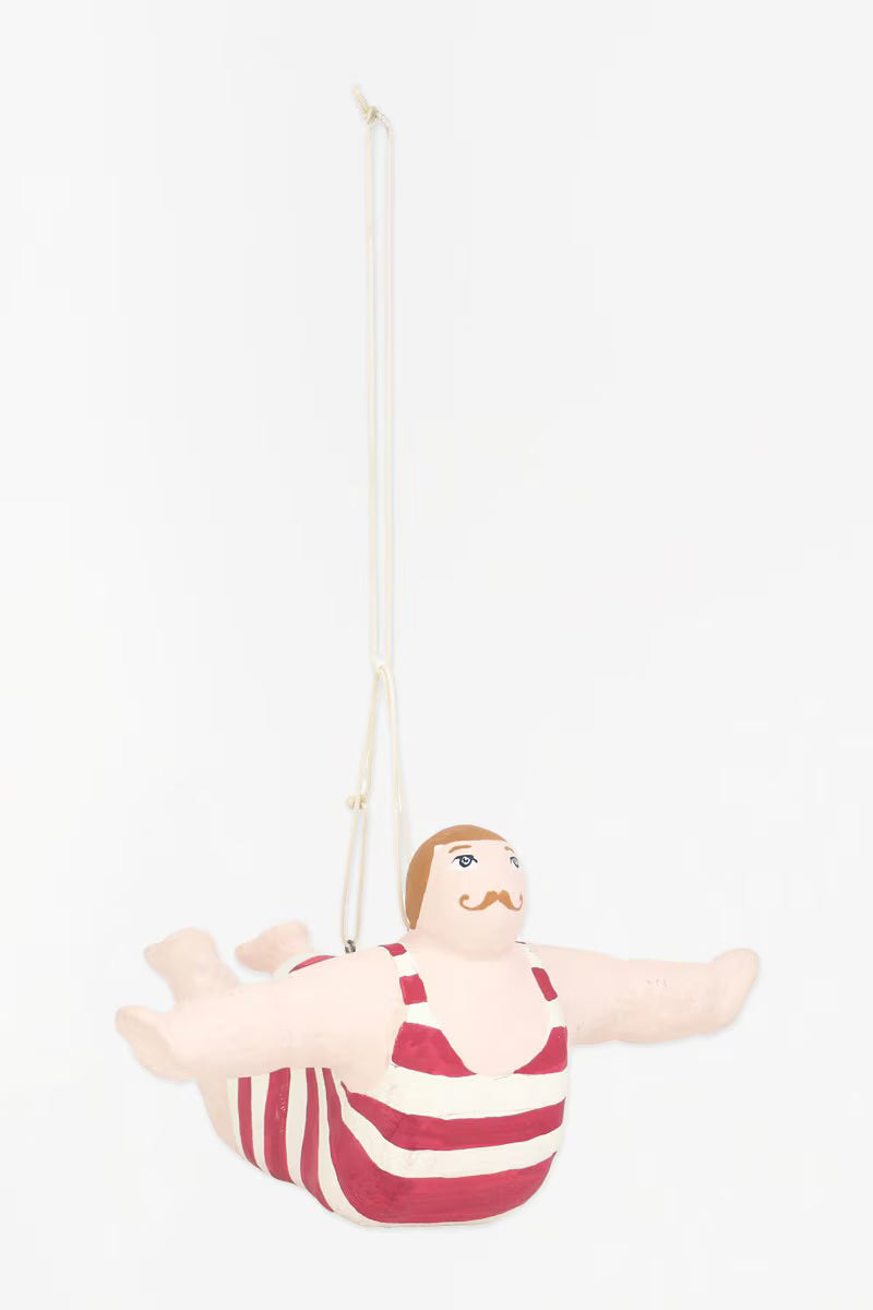 Bather w/ Striped Swimsuit, Red/White
