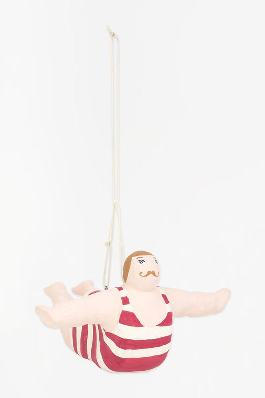 Bather w/ Striped Swimsuit, Red/White