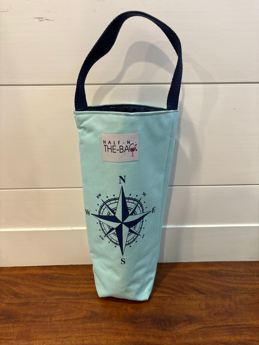 Light Blue Compass Rose Insulated Wine Bag