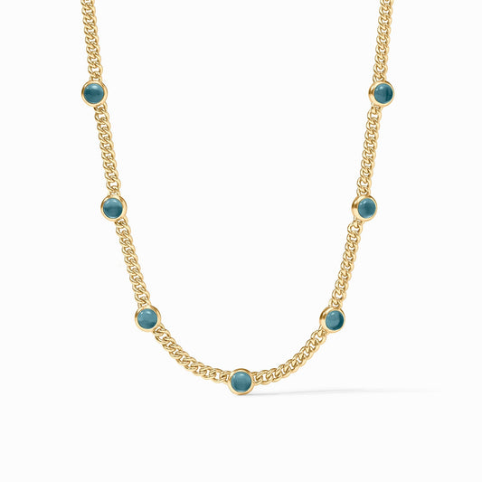 Dolce Delicate Station Iridescent Montana Blue Necklace