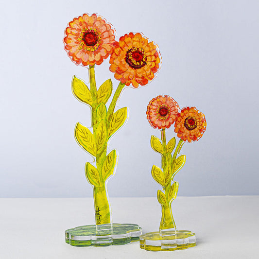 Double Zinnia | 0.25in. Acrylic Floral - Large
