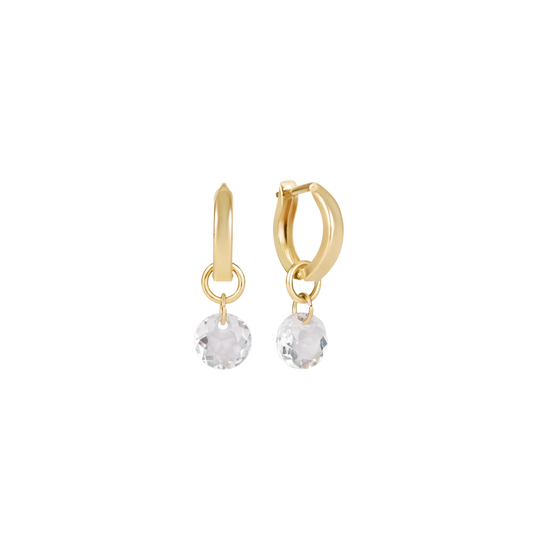 Huggie Gold 0.5" Hoop - Reflection Small Charm - April